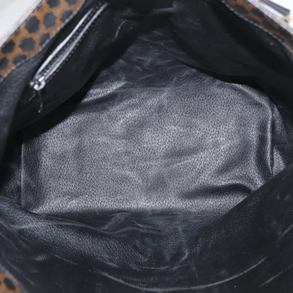 CELINE Macadam Canvas Tote Bag PVC Leather Black Gold Auth ka3966A