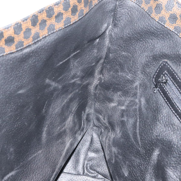 CELINE Macadam Canvas Tote Bag PVC Leather Black Gold Auth ka3966A
