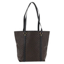 CELINE Macadam Canvas Tote Bag PVC Leather Black Gold Auth ka3966A-3
