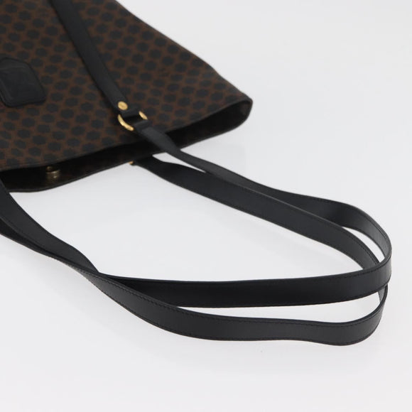 CELINE Macadam Canvas Tote Bag PVC Leather Black Gold Auth ka3966A