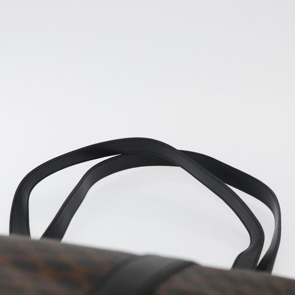 CELINE Macadam Canvas Tote Bag PVC Leather Black Gold Auth ka3966A