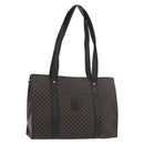 CELINE Macadam Canvas Tote Bag PVC Leather Black Gold Auth ka3968-1