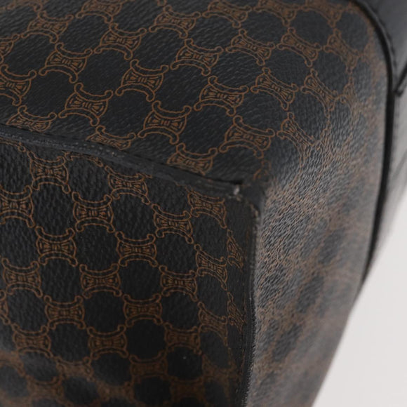 CELINE Macadam Canvas Tote Bag PVC Leather Black Gold Auth ka3968