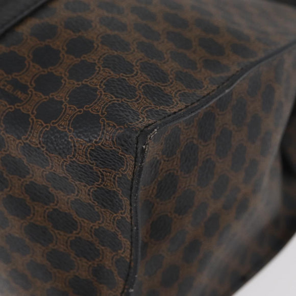CELINE Macadam Canvas Tote Bag PVC Leather Black Gold Auth ka3968