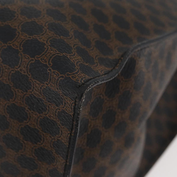 CELINE Macadam Canvas Tote Bag PVC Leather Black Gold Auth ka3968