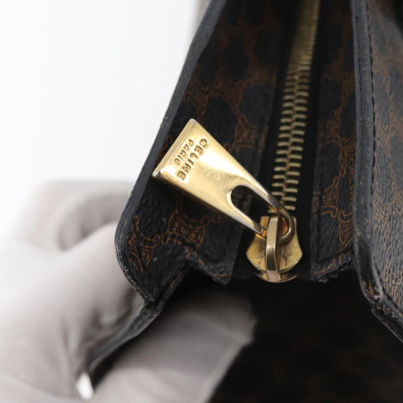 CELINE Macadam Canvas Tote Bag PVC Leather Black Gold Auth ka3968