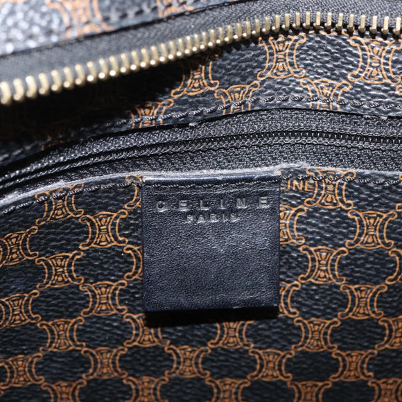 CELINE Macadam Canvas Tote Bag PVC Leather Black Gold Auth ka3968