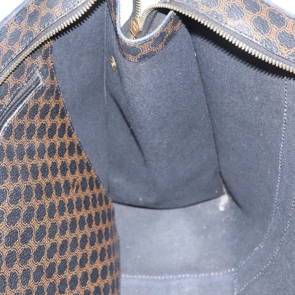 CELINE Macadam Canvas Tote Bag PVC Leather Black Gold Auth ka3968