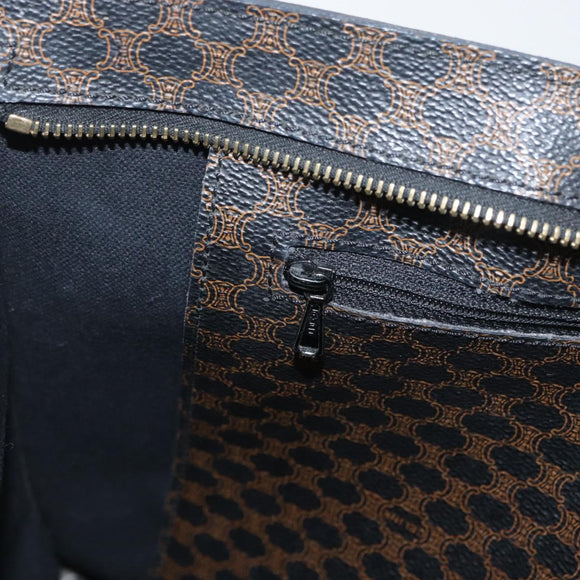 CELINE Macadam Canvas Tote Bag PVC Leather Black Gold Auth ka3968
