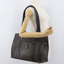 CELINE Macadam Canvas Tote Bag PVC Leather Black Gold Auth ka3968-22