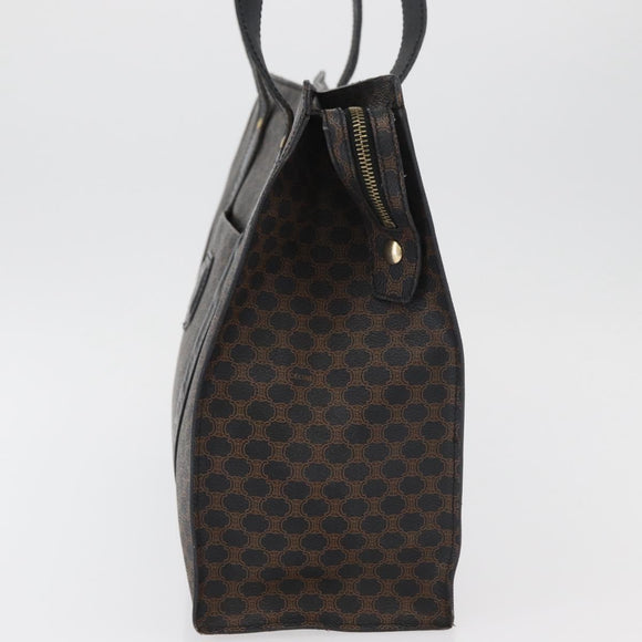 CELINE Macadam Canvas Tote Bag PVC Leather Black Gold Auth ka3968