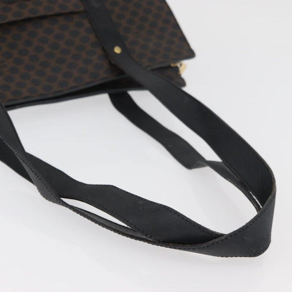 CELINE Macadam Canvas Tote Bag PVC Leather Black Gold Auth ka3968