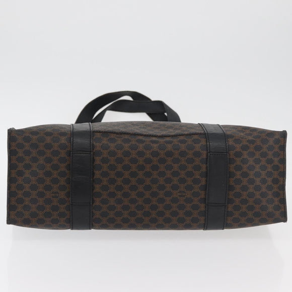 CELINE Macadam Canvas Tote Bag PVC Leather Black Gold Auth ka3968