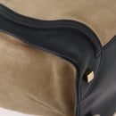 CELINE Luggage Medium Hand Bag Suede Leather Beige Gold black Auth ka3972A-15
