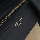 CELINE Luggage Medium Hand Bag Suede Leather Beige Gold black Auth ka3972A-17