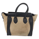 CELINE Luggage Medium Handtas Suède Leer Beige Goud zwart Auth ka3972A-2