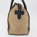 CELINE Luggage Medium Hand Bag Suede Leather Beige Gold black Auth ka3972A-3