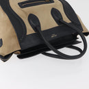CELINE Luggage Medium Hand Bag Suede Leather Beige Gold black Auth ka3972A-6