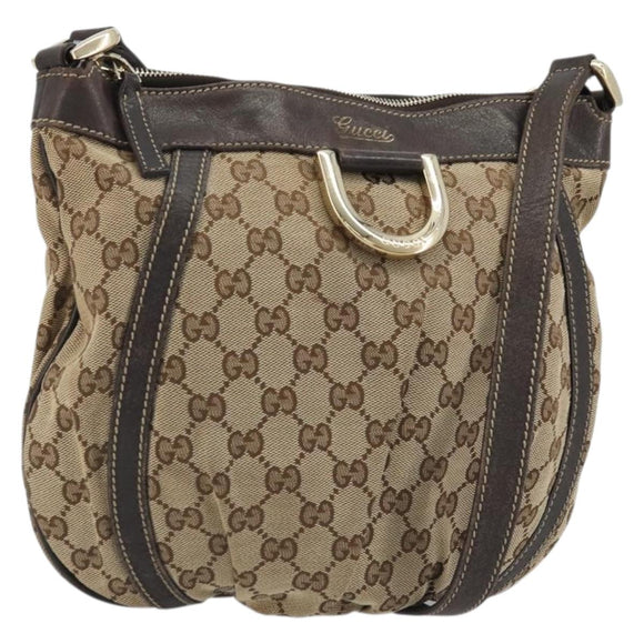 GUCCI GG Canvas Shoulder Bag Beige Gold 203257 Auth ka3983