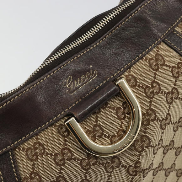 GUCCI GG Canvas Shoulder Bag Beige Gold 203257 Auth ka3983