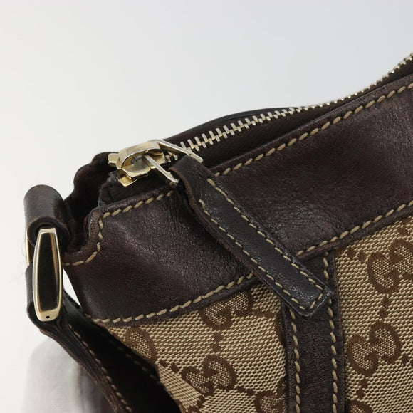 GUCCI GG Canvas Shoulder Bag Beige Gold 203257 Auth ka3983