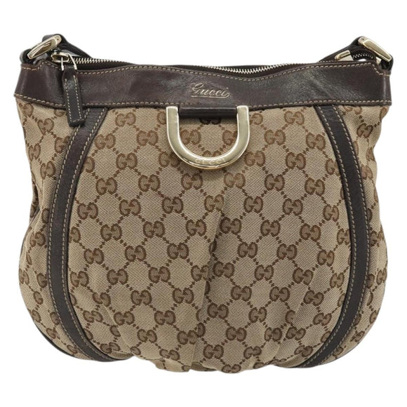 GUCCI GG Canvas Shoulder Bag Beige Gold 203257 Auth ka3983