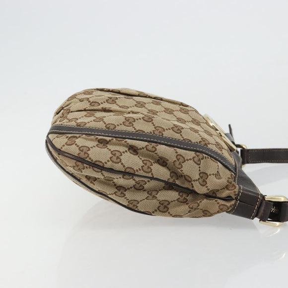 GUCCI GG Canvas Shoulder Bag Beige Gold 203257 Auth ka3983
