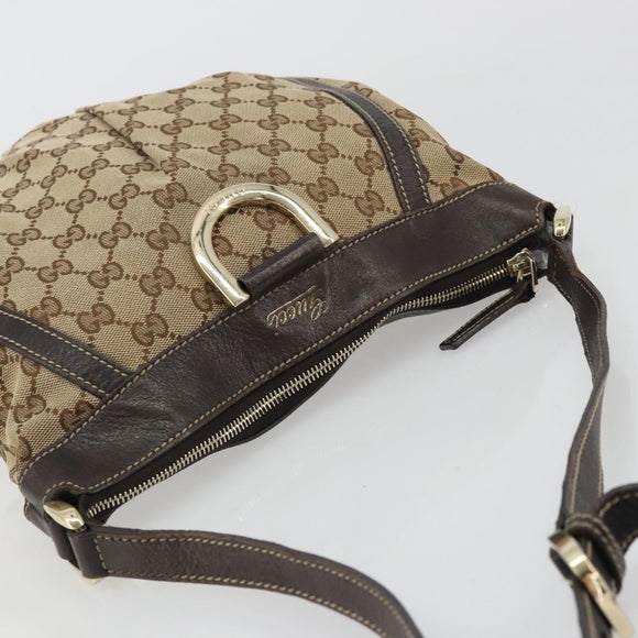 GUCCI GG Canvas Shoulder Bag Beige Gold 203257 Auth ka3983