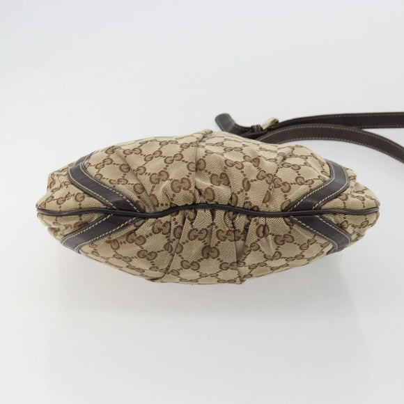 GUCCI GG Canvas Shoulder Bag Beige Gold 203257 Auth ka3983