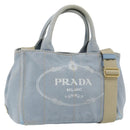 PRADA Canapa PM Hand Bag Canvas 2way Blue Gold Auth ka3985-1