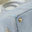 PRADA Canapa PM Hand Bag Canvas 2way Blue Gold Auth ka3985-15