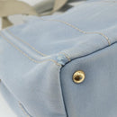 PRADA Canapa PM Hand Bag Canvas 2way Blue Gold Auth ka3985-17