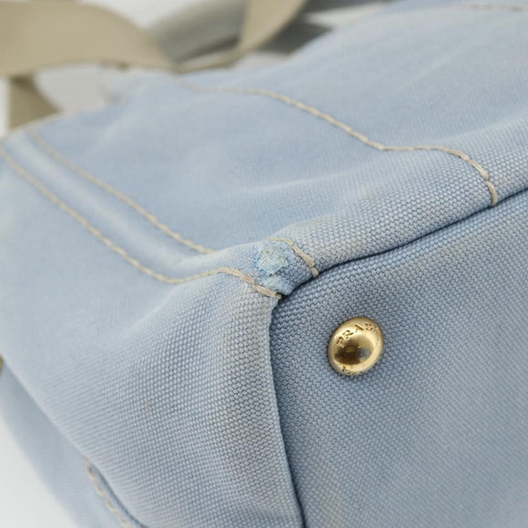 PRADA Canapa PM Hand Bag Canvas 2way Blue Gold Auth ka3985