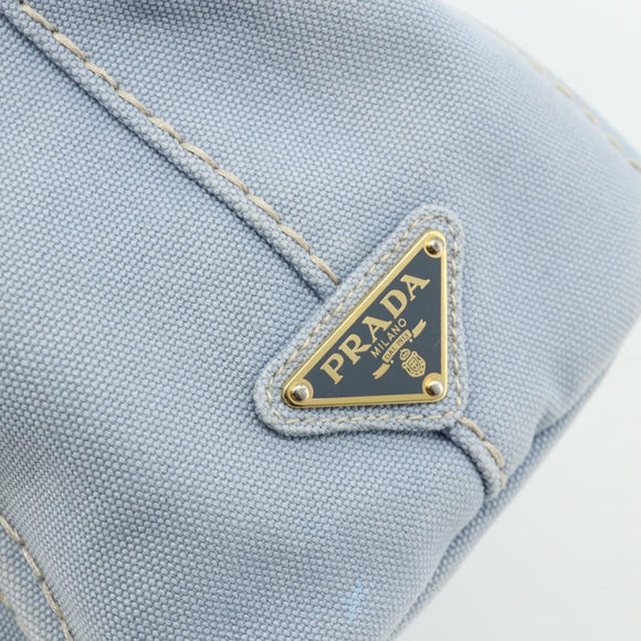 PRADA Canapa PM Hand Bag Canvas 2way Blue Gold Auth ka3985