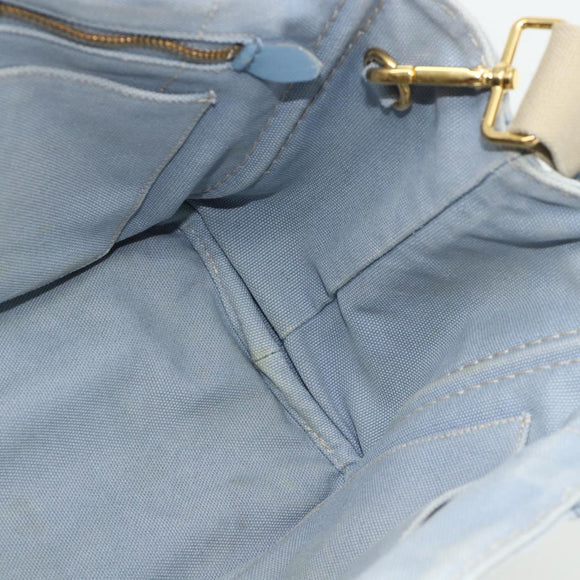 PRADA Canapa PM Hand Bag Canvas 2way Blue Gold Auth ka3985