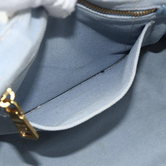PRADA Canapa PM Hand Bag Canvas 2way Blue Gold Auth ka3985