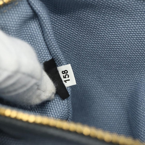 PRADA Canapa PM Hand Bag Canvas 2way Blue Gold Auth ka3985