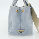 PRADA Canapa PM Hand Bag Canvas 2way Blue Gold Auth ka3985-3