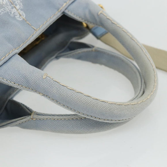 PRADA Canapa PM Hand Bag Canvas 2way Blue Gold Auth ka3985
