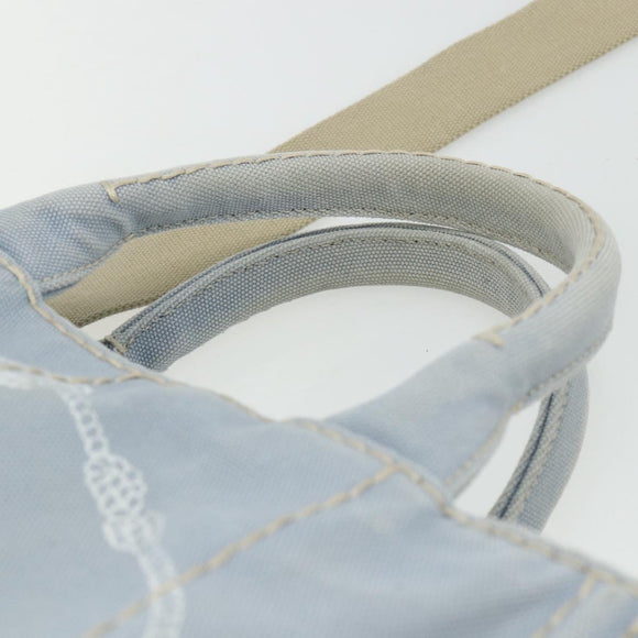 PRADA Canapa PM Hand Bag Canvas 2way Blue Gold Auth ka3985