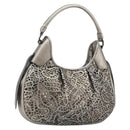BURBERRY Shoulder Bag Leather Canvas Silver Auth ka3987A-1