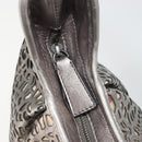 BURBERRY Shoulder Bag Leather Canvas Silver Auth ka3987A-14