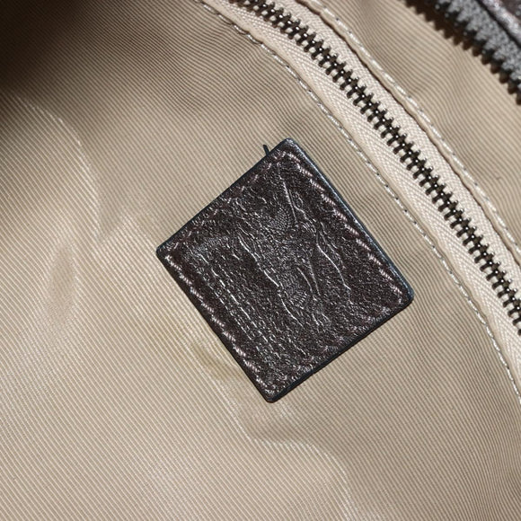 BURBERRY Shoulder Bag Leather Canvas Silver Auth ka3987A