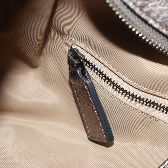 BURBERRY Shoulder Bag Leather Canvas Silver Auth ka3987A
