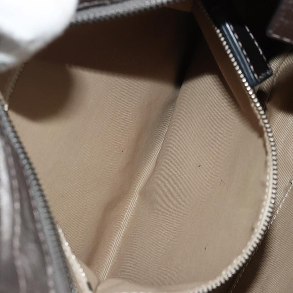 BURBERRY Shoulder Bag Leather Canvas Silver Auth ka3987A