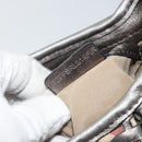 BURBERRY Shoulder Bag Leather Canvas Silver Auth ka3987A-21