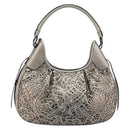 BURBERRY Shoulder Bag Leather Canvas Silver Auth ka3987A-3