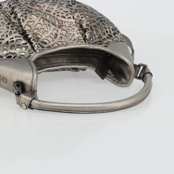 BURBERRY Shoulder Bag Leather Canvas Silver Auth ka3987A