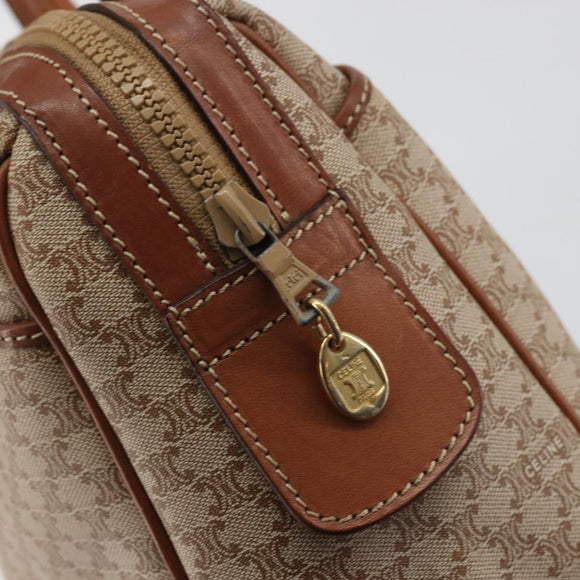 CELINE Macadam Canvas Hand Bag PVC Beige Gold Auth ka3988A