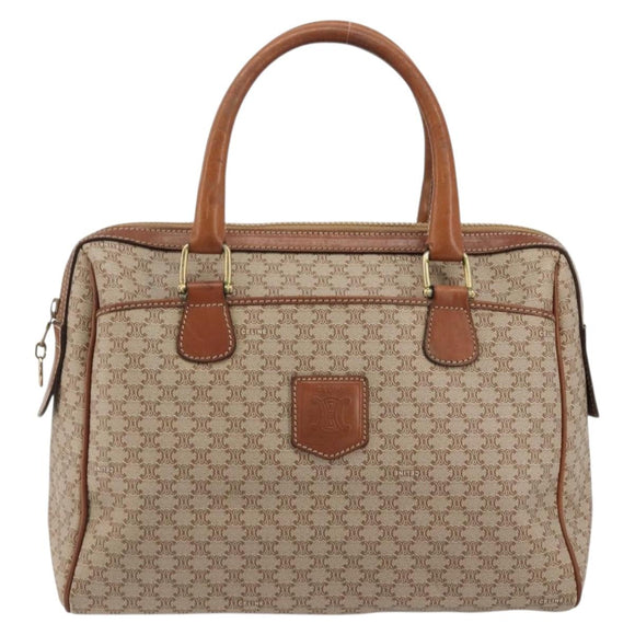 CELINE Macadam Canvas Hand Bag PVC Beige Gold Auth ka3988A